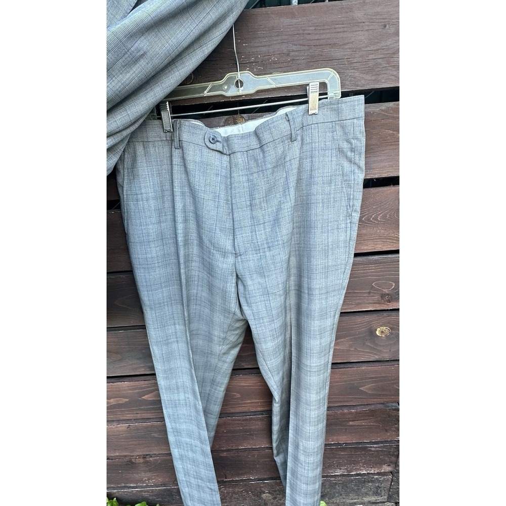 joe joseph abboud 3 Piece Suit Gray Plaid 44L Blazer 40R Pants Plus Vest - Picture 5 of 6